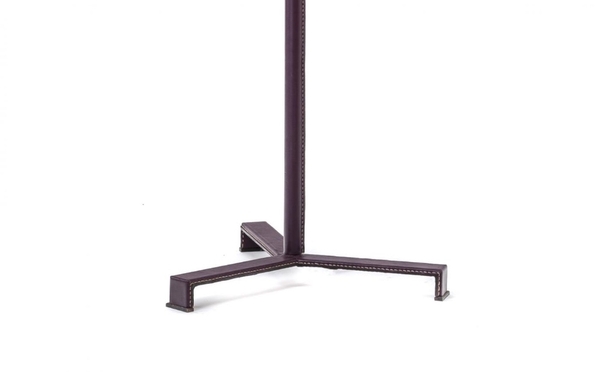 Jacques Adnet pair of tripod black hand leather standing lamps