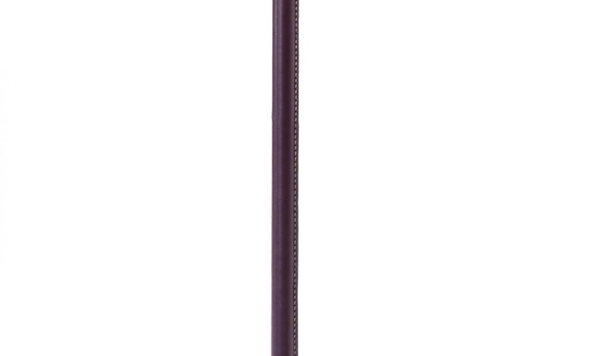 Jacques Adnet pair of tripod black hand leather standing lamps
