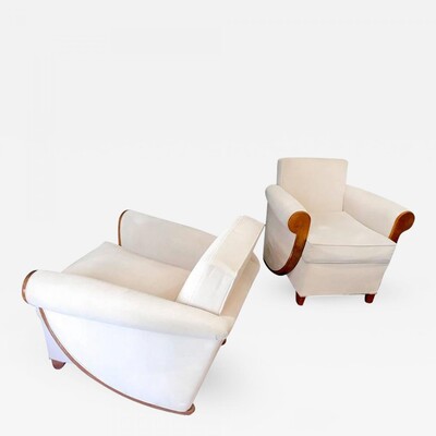 Louis Sognot Superb Comfortable Pair of Club Chairs