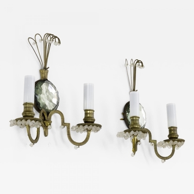 maison bagues gold bronze pearled pair of sconces 