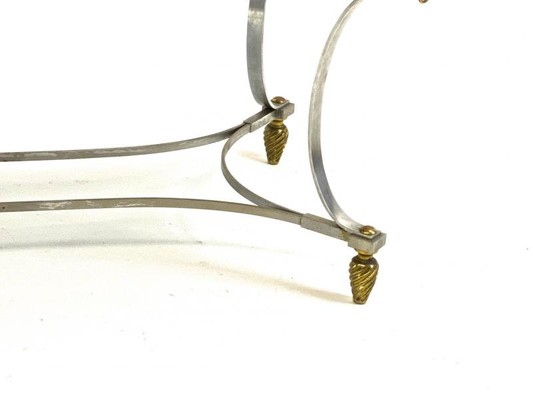 Maison Jansen  dinning table with metal base and bronze accent