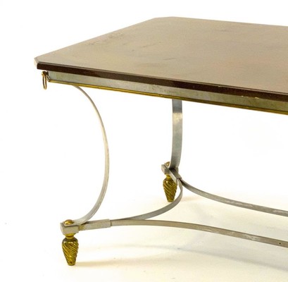 Maison Jansen  dinning table with metal base and bronze accent