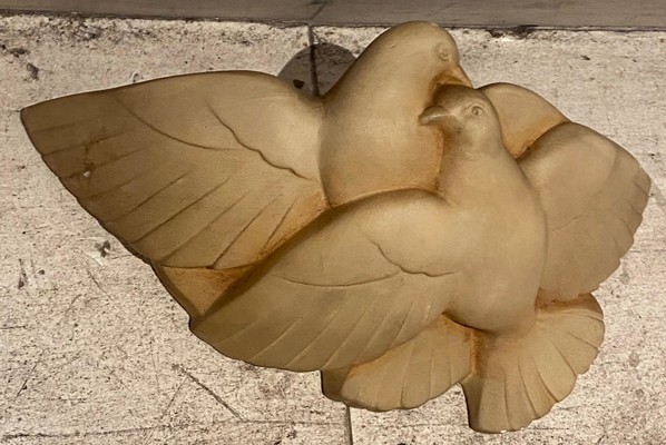 pair of patinated plaster turtle dove sconces