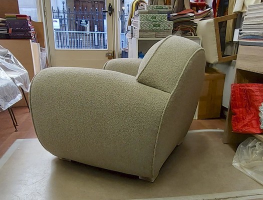 Rene Drouet rarest documented roundish pair of comfy club chairs
